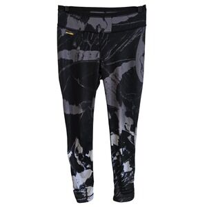 Lole Womens Black Grey Abstract Print Cropped Athletic Leggings Size Large